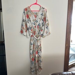 Kimono-Style High-Low Midi Dress